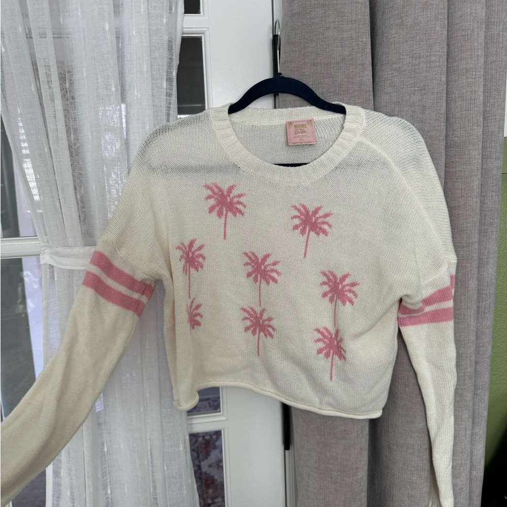 Barbie x Show me your Mumu pink and white palm tree sweater